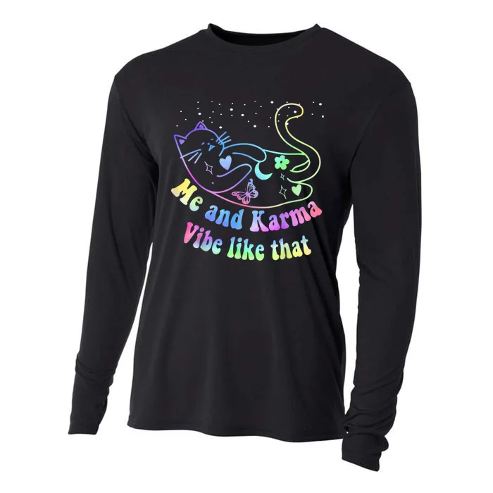 Me And Karma Vibe Like That Lazy Cat Lover Design Cooling Performance Long Sleeve Crew