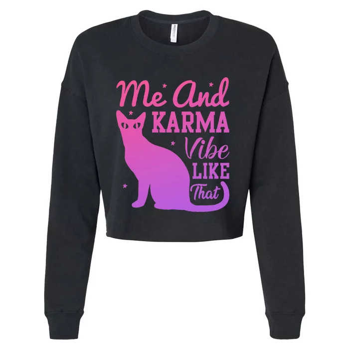 Me And Karma Vibe Lazy Cat Cropped Pullover Crew