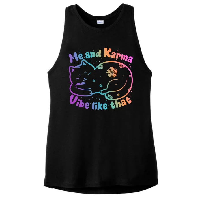 Me And Karma Vibe Like That Karma Kitty Cat Ladies Tri-Blend Wicking Tank