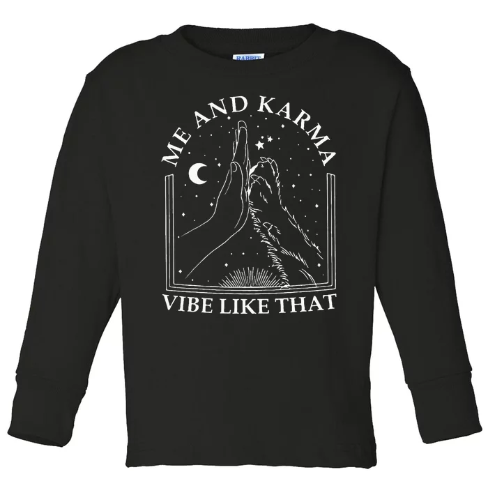 Me And Karma Vibe Like That Funny Cat Paw halloween Toddler Long Sleeve Shirt