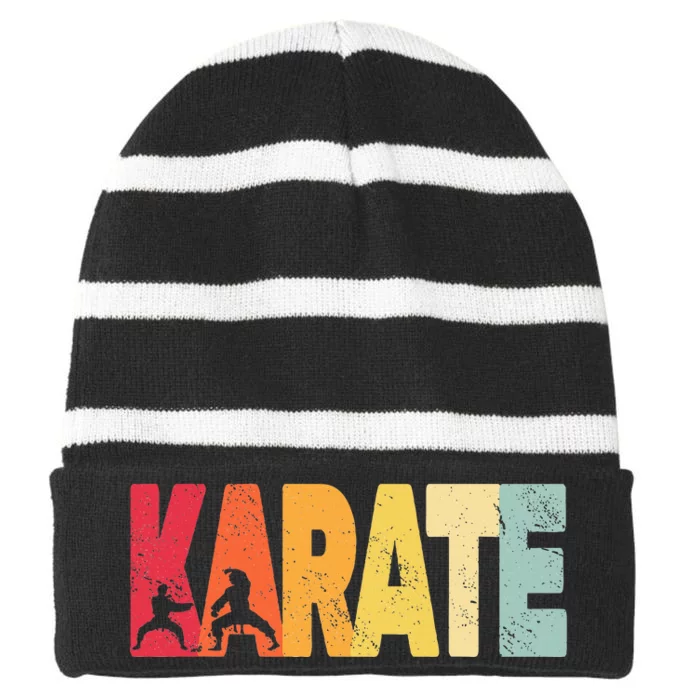 Martial Arts Karate Striped Beanie with Solid Band