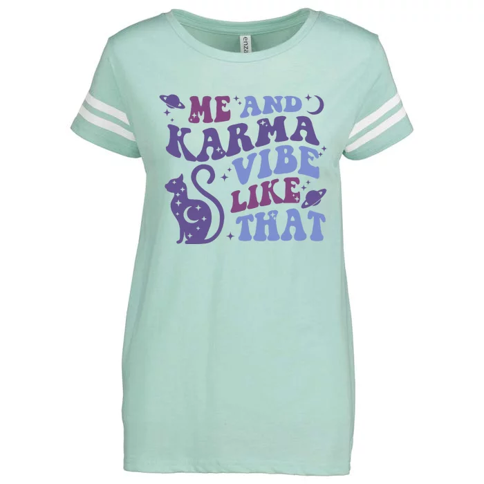 Me And Karma Vibe Like That Moon Cat Space Enza Ladies Jersey Football T-Shirt