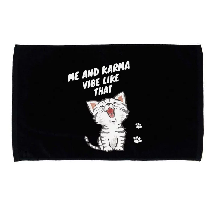 Me And Karma Vibe Like That Funny Groovy Hippie Flower Retro Microfiber Hand Towel