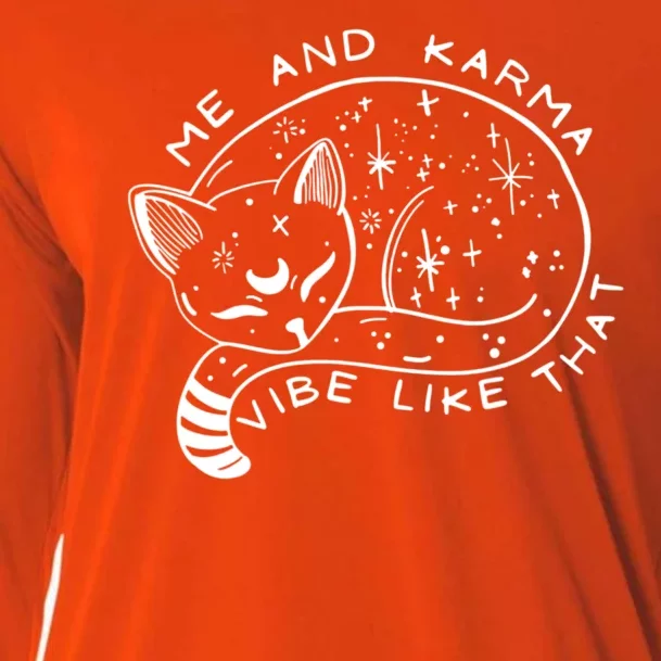 Me An Karma Vibe Like That Funny Lazy Cat Cooling Performance Long Sleeve Crew