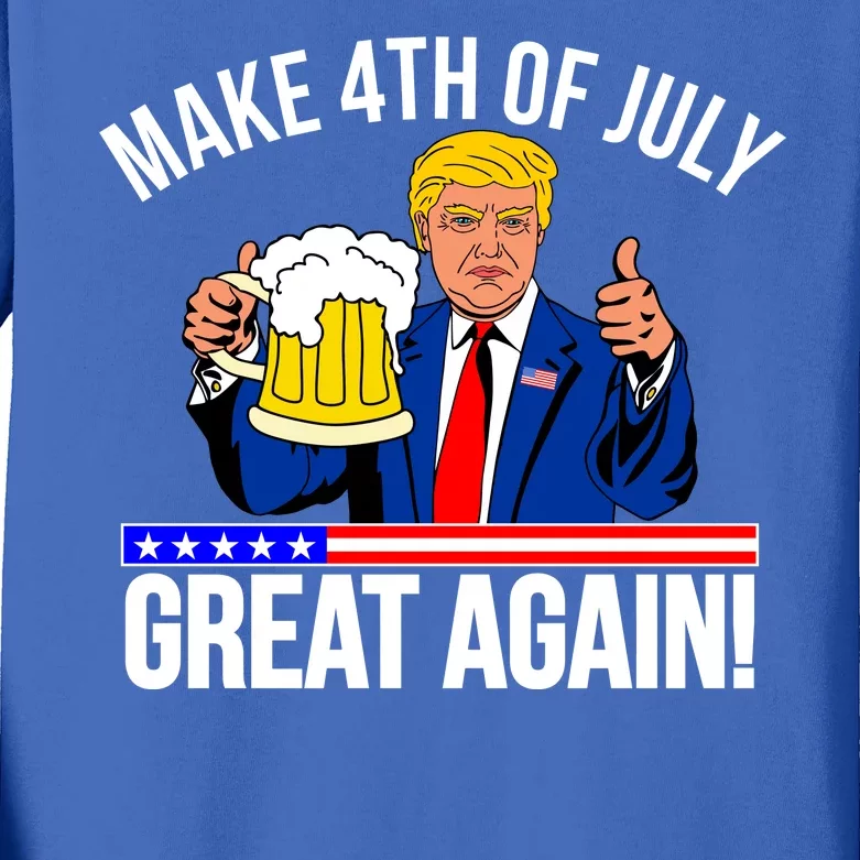 Make 4th of July Great Again! Donald Trump Beer USA Kids Long Sleeve Shirt