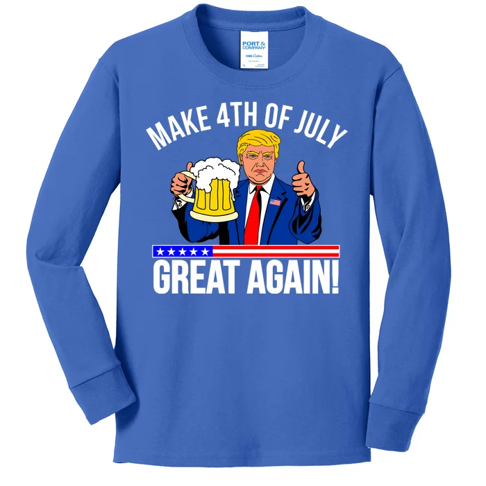 Make 4th of July Great Again! Donald Trump Beer USA Kids Long Sleeve Shirt