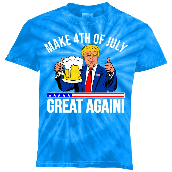 Make 4th of July Great Again! Donald Trump Beer USA Kids Tie-Dye T-Shirt