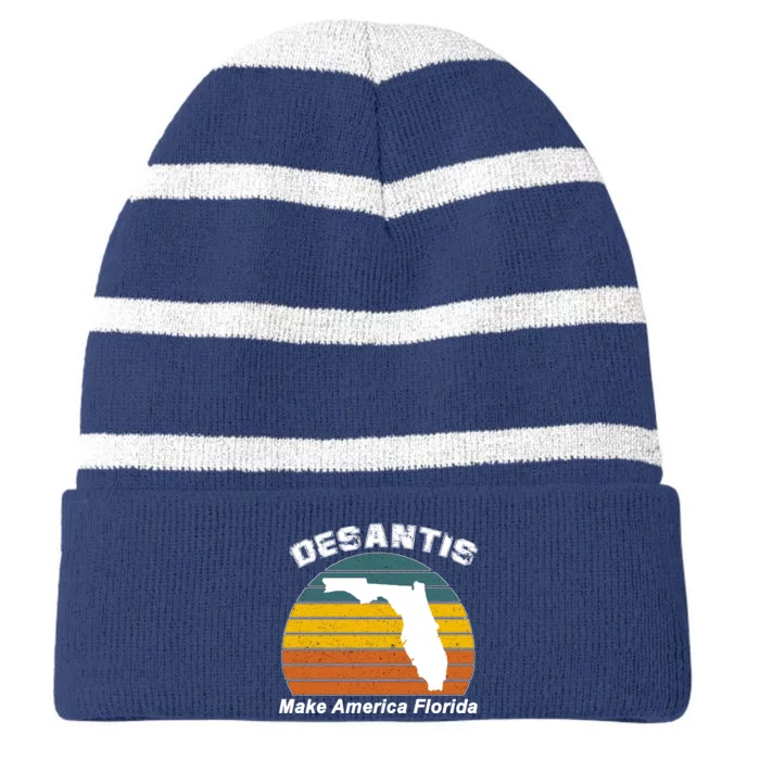 Make America Florida DeSantis 2024 Election Striped Beanie with Solid Band