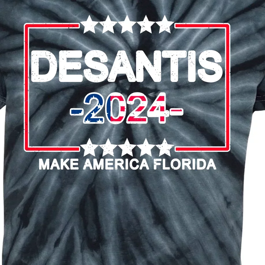 Make America Florida DeSantis 2024 Vintage Kids Tie-Dye T-Shirt