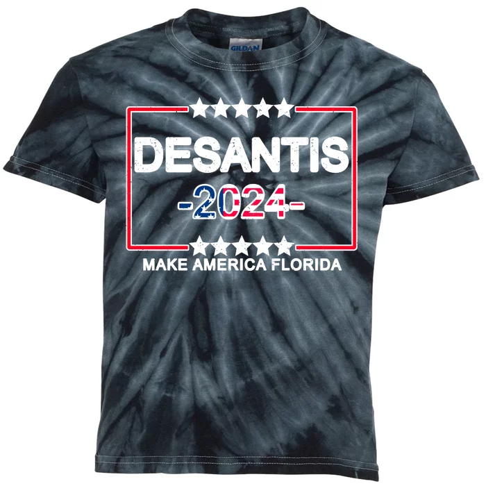 Make America Florida DeSantis 2024 Vintage Kids Tie-Dye T-Shirt