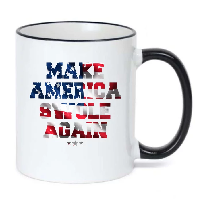 Make America Swole Again 4th of July USA Flag Black Color Changing Mug