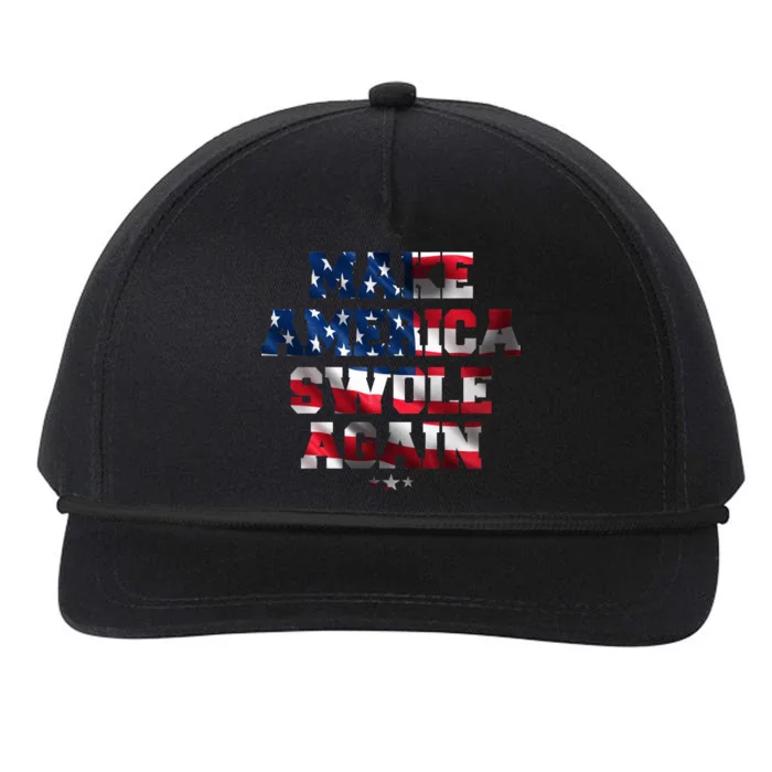 Make America Swole Again 4th of July USA Flag Snapback Five-Panel Rope Hat