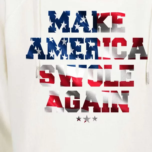 Make America Swole Again 4th of July USA Flag Womens Funnel Neck Pullover Hood