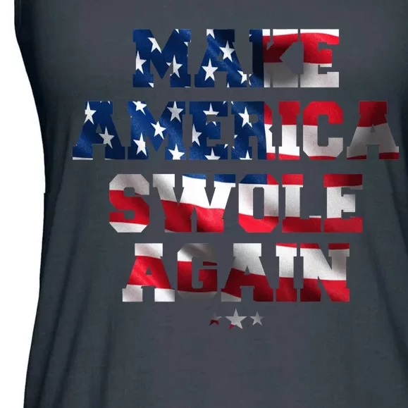 Make America Swole Again 4th of July USA Flag Ladies Essential Flowy Tank