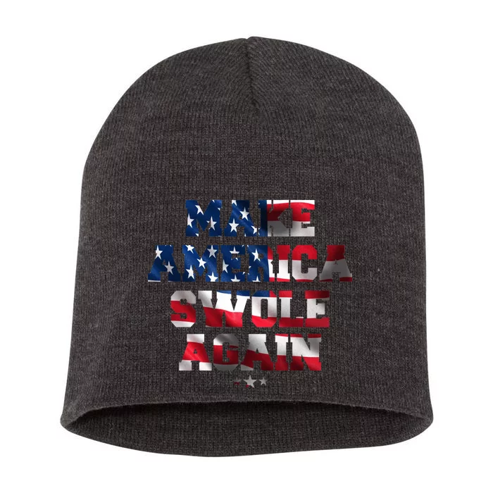 Make America Swole Again 4th of July USA Flag Short Acrylic Beanie