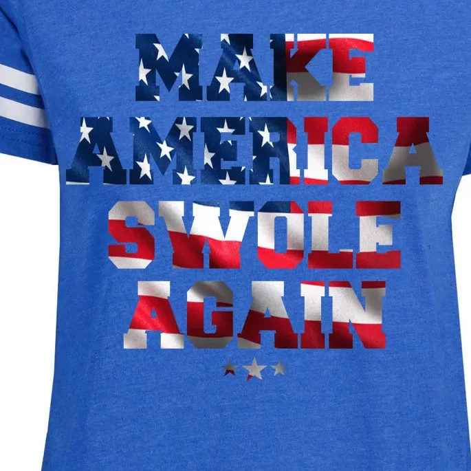 Make America Swole Again 4th of July USA Flag Enza Ladies Jersey Football T-Shirt