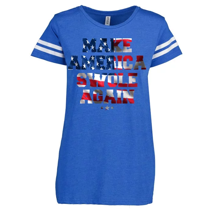 Make America Swole Again 4th of July USA Flag Enza Ladies Jersey Football T-Shirt