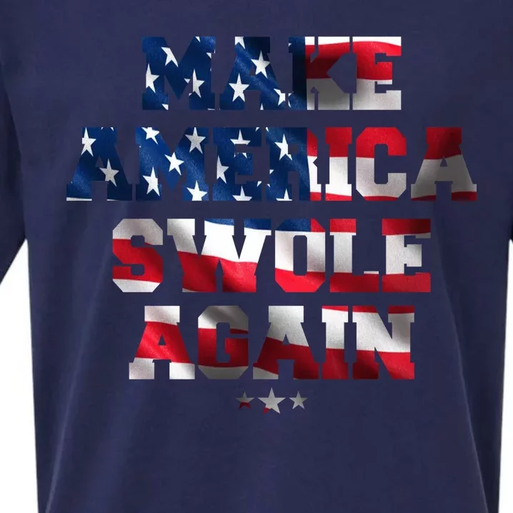 Make America Swole Again 4th of July USA Flag Sueded Cloud Jersey T-Shirt