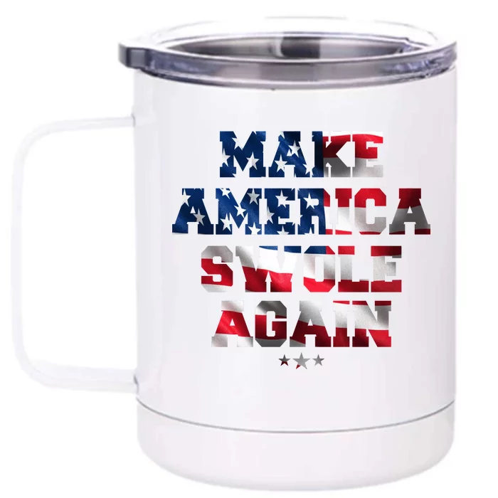 Make America Swole Again 4th of July USA Flag Front & Back 12oz Stainless Steel Tumbler Cup