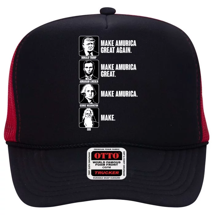 Make AMURICA Great Again Historic Presidents High Crown Mesh Trucker Hat