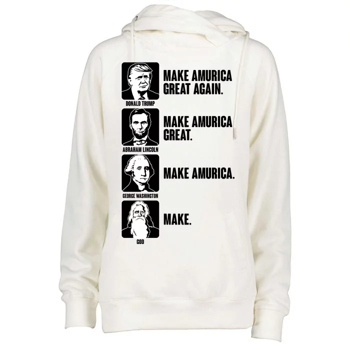 Make AMURICA Great Again Historic Presidents Womens Funnel Neck Pullover Hood