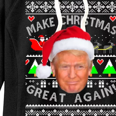 Make Christmas Great Again! Donald Trump Ugly Christmas Sweater Women's Fleece Hoodie