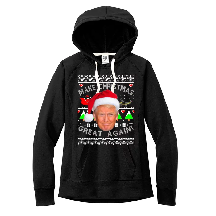 Make Christmas Great Again! Donald Trump Ugly Christmas Sweater Women's Fleece Hoodie