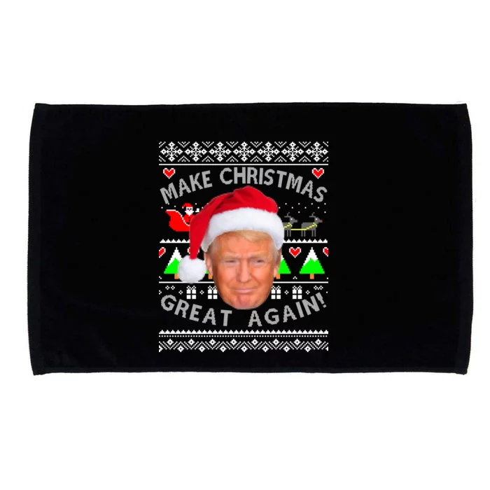 Make Christmas Great Again! Donald Trump Ugly Christmas Sweater Microfiber Hand Towel