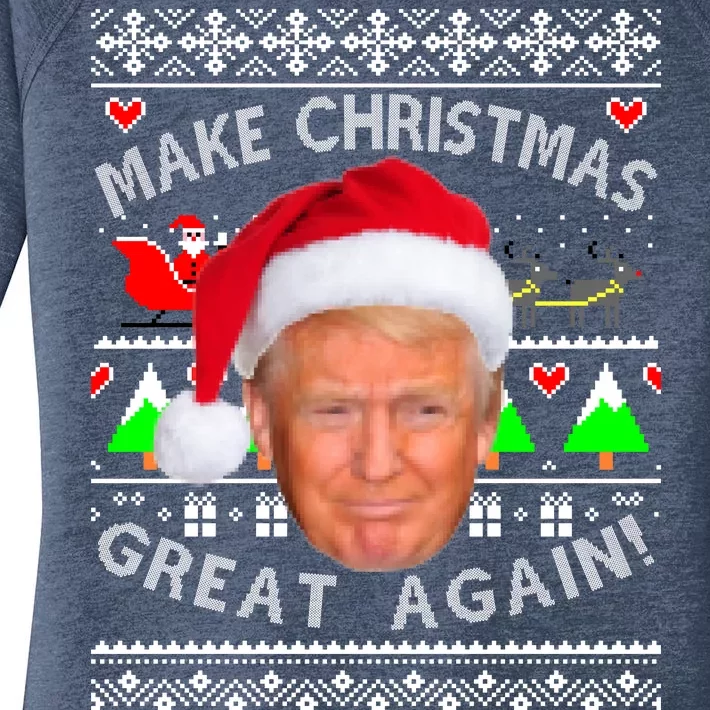 Make Christmas Great Again! Donald Trump Ugly Christmas Sweater Women's Perfect Tri Tunic Long Sleeve Shirt