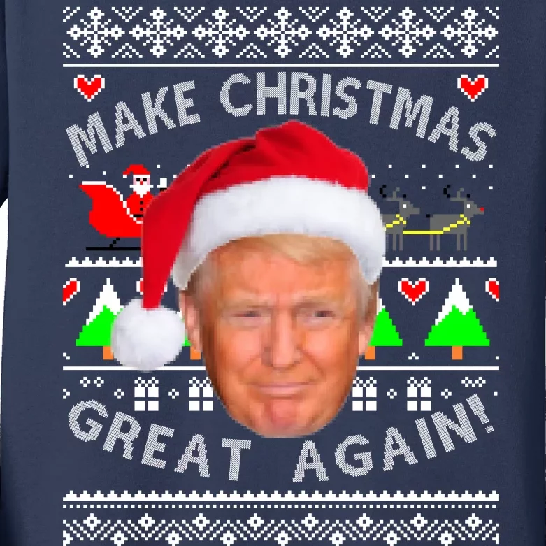 Make Christmas Great Again! Donald Trump Ugly Christmas Sweater Kids Long Sleeve Shirt