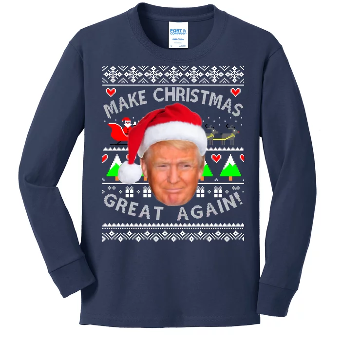 Make Christmas Great Again! Donald Trump Ugly Christmas Sweater Kids Long Sleeve Shirt