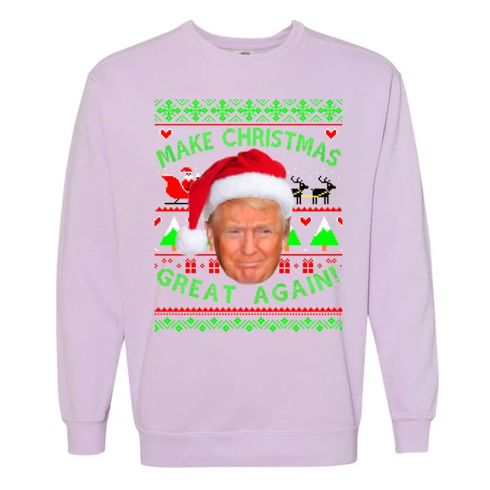 Make Christmas Great Again! Donald Trump Ugly Christmas Sweater Garment-Dyed Sweatshirt