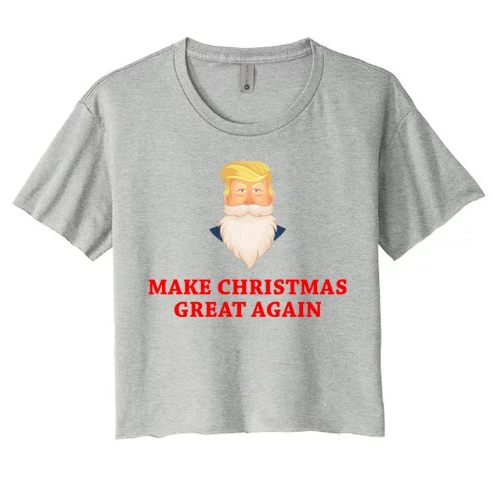 Make Christmas Great Again Santa Beard Trump Women's Crop Top Tee