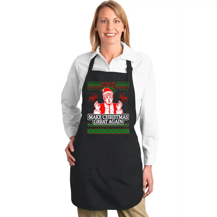 Make Christmas Great Again Santa Trump Ugly Full-Length Apron With Pocket