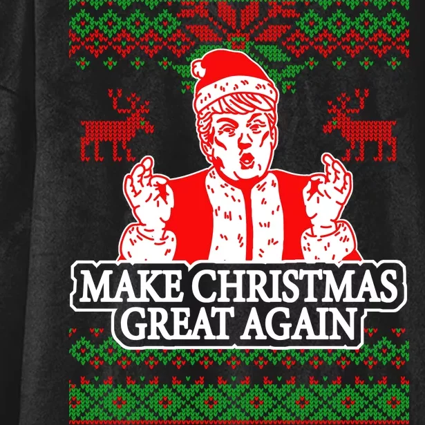 Make Christmas Great Again Santa Trump Ugly Hooded Wearable Blanket