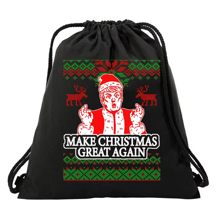 Make Christmas Great Again Santa Trump Ugly Drawstring Bag