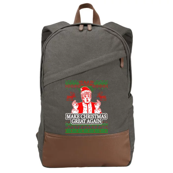 Make Christmas Great Again Santa Trump Ugly Cotton Canvas Backpack