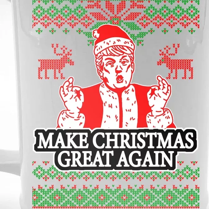 Make Christmas Great Again Santa Trump Ugly Front & Back Beer Stein