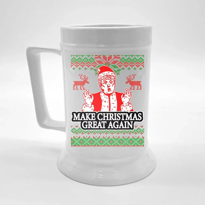 Make Christmas Great Again Santa Trump Ugly Front & Back Beer Stein