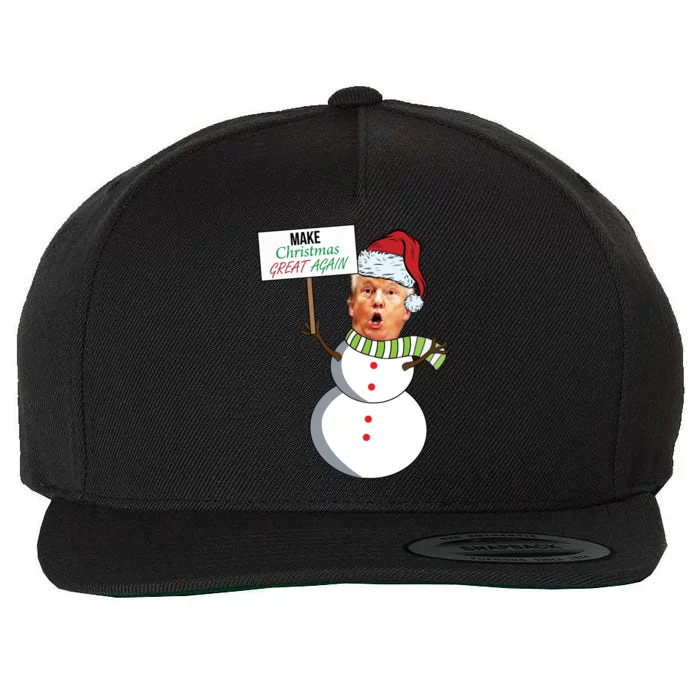 Make Christmas Great Again Trump Snowman Wool Snapback Cap