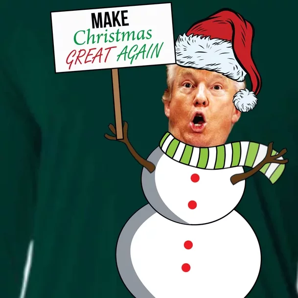 Make Christmas Great Again Trump Snowman Cooling Performance Long Sleeve Crew