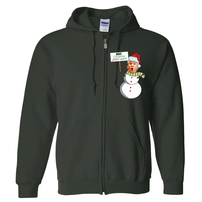 Make Christmas Great Again Trump Snowman Full Zip Hoodie