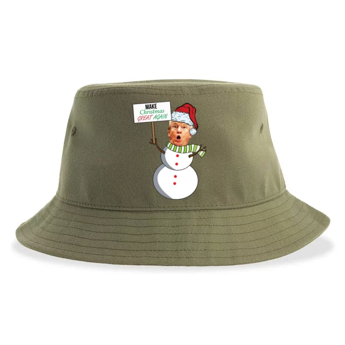 Make Christmas Great Again Trump Snowman Sustainable Bucket Hat