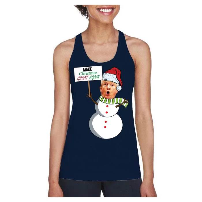 Make Christmas Great Again Trump Snowman Women's Racerback Tank