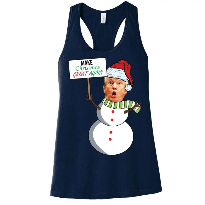 Make Christmas Great Again Trump Snowman Women's Racerback Tank