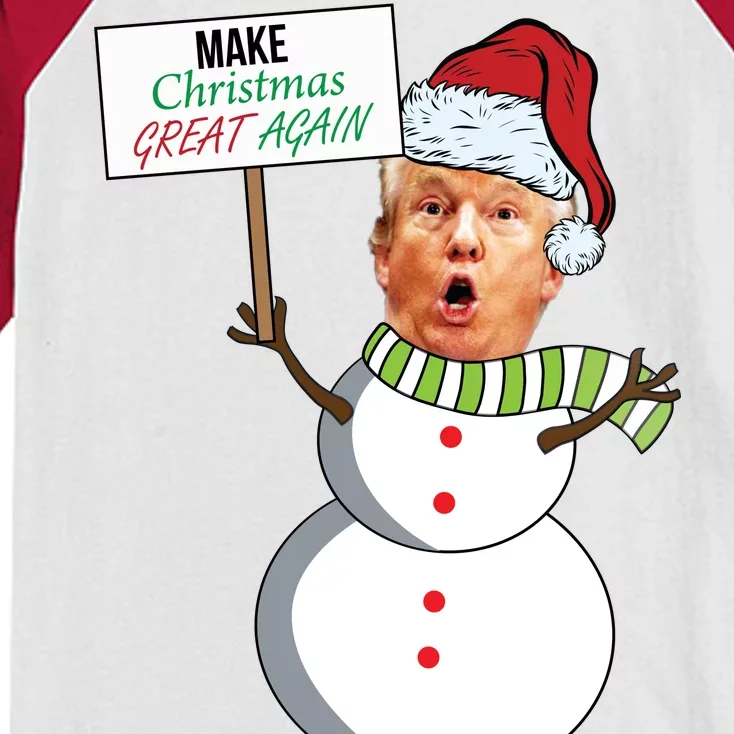 Make Christmas Great Again Trump Snowman Kids Colorblock Raglan Jersey