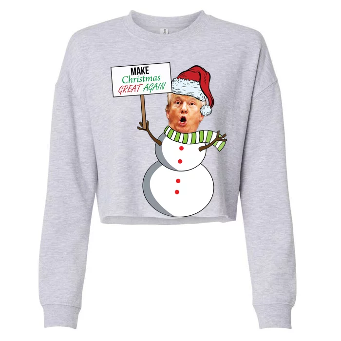 Make Christmas Great Again Trump Snowman Cropped Pullover Crew