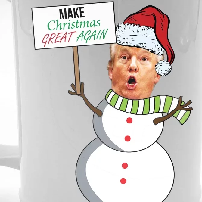 Make Christmas Great Again Trump Snowman Front & Back Beer Stein