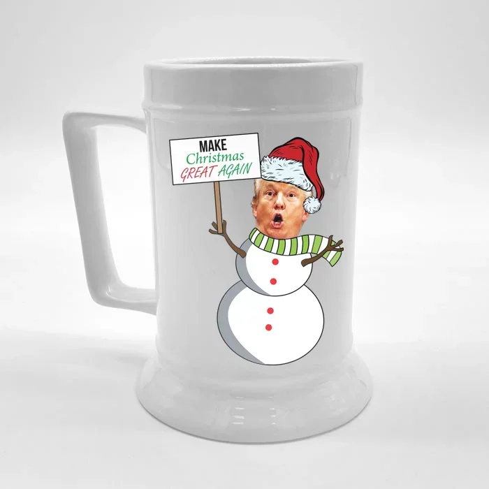 Make Christmas Great Again Trump Snowman Front & Back Beer Stein