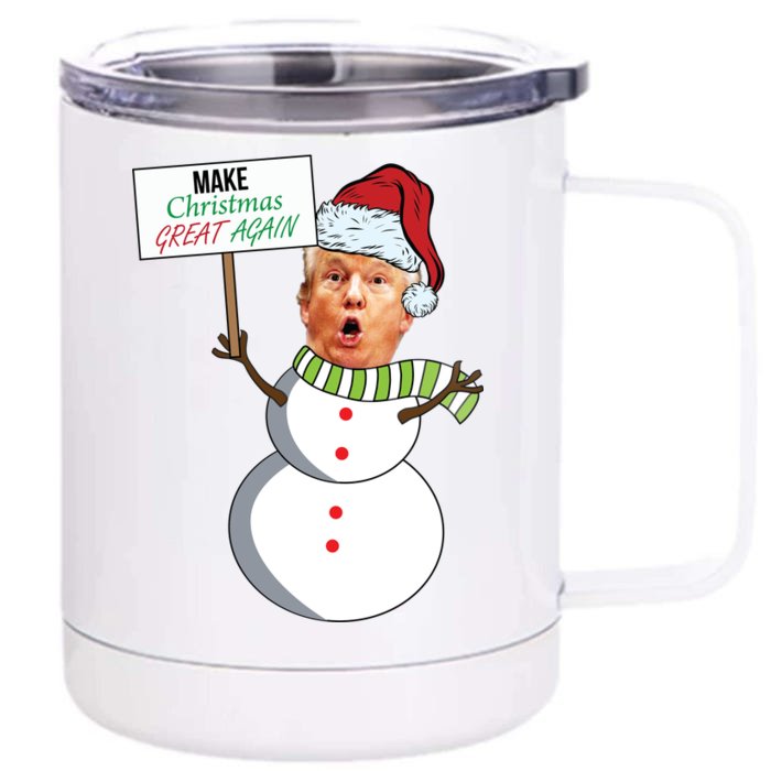 Make Christmas Great Again Trump Snowman Front & Back 12oz Stainless Steel Tumbler Cup